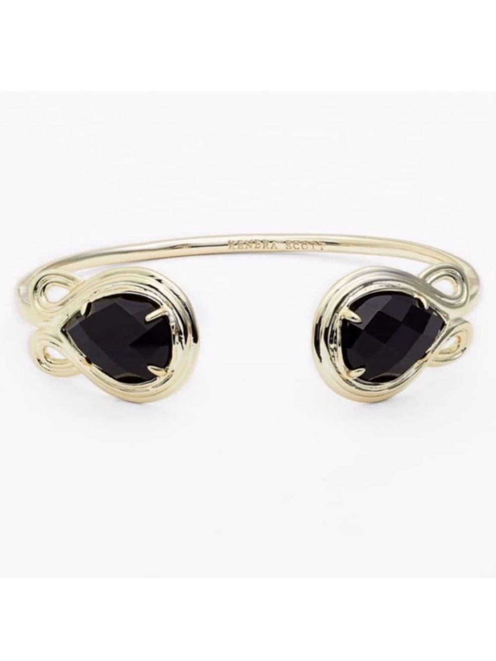 Kendra Scott Andy Bracelet Black Stones and Gold Adjustable Pinch Cuff